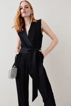 Karen Millen Tuxedo Wrap Sleeveless Jumpsuit