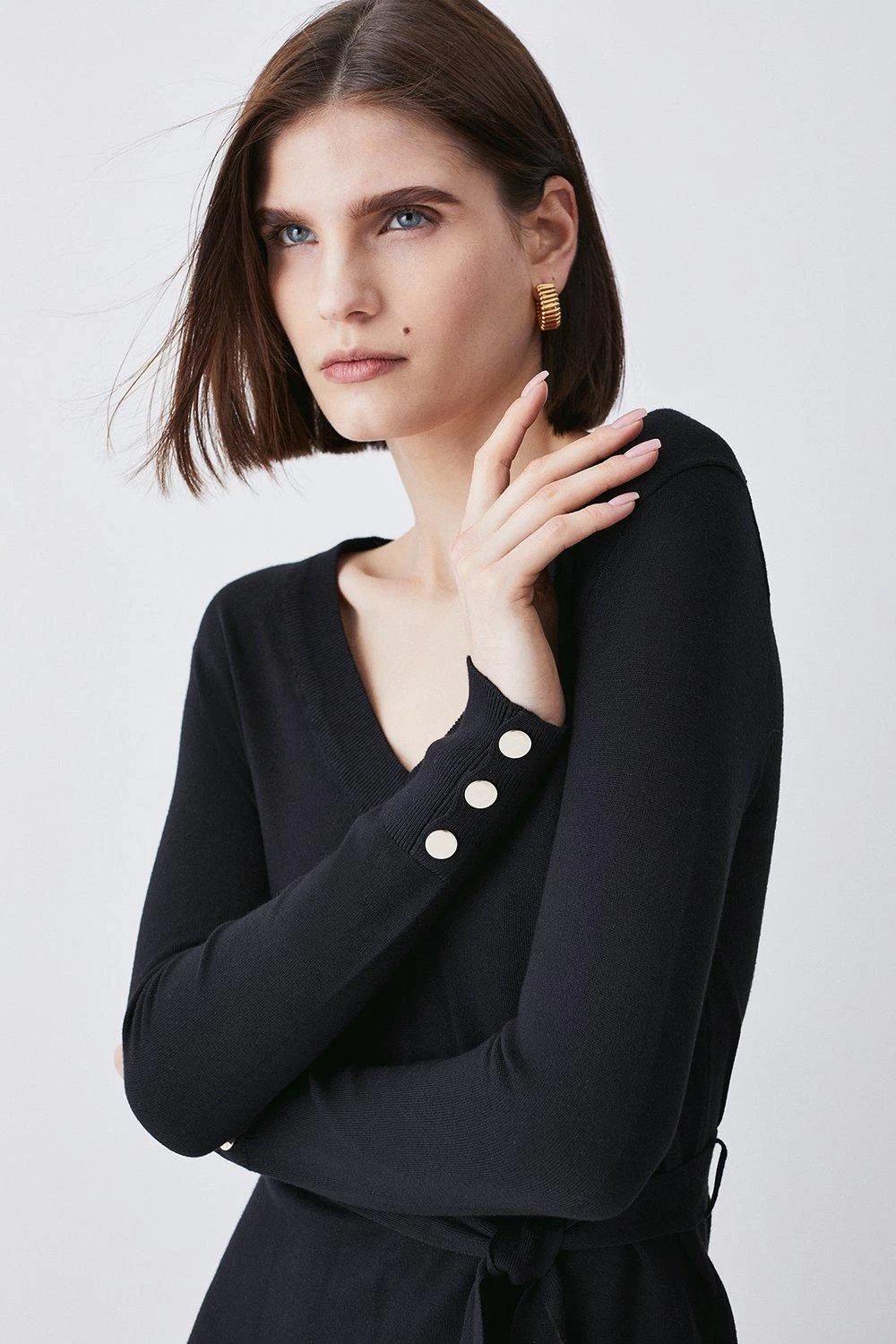 Karen Millen Viscose Blend Knit Belted Slouchy Midi Dress - Image 4