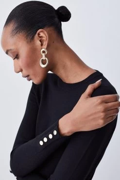 Karen Millen Viscose Blend Knitted Crew Neck Jumper