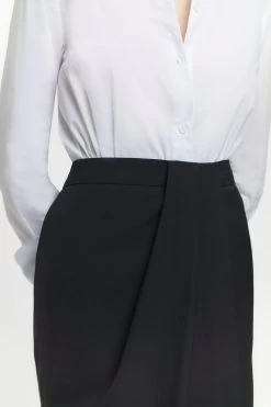 Karen Millen Wool Blend Wrap Detail Midi Skirt