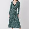 Karen Millen Self Belt Viscose Blend Long Sleeve Jersey Midi Dress