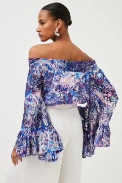 Karen Millen Beaded Embellished Drama Kimono Woven Top