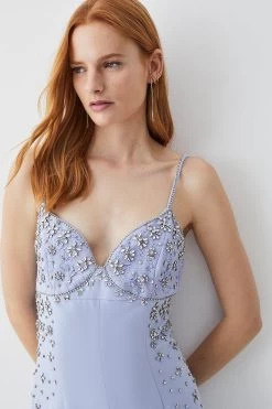 Karen Millen Embellished Strappy Wide Leg Woven Jumpsuit