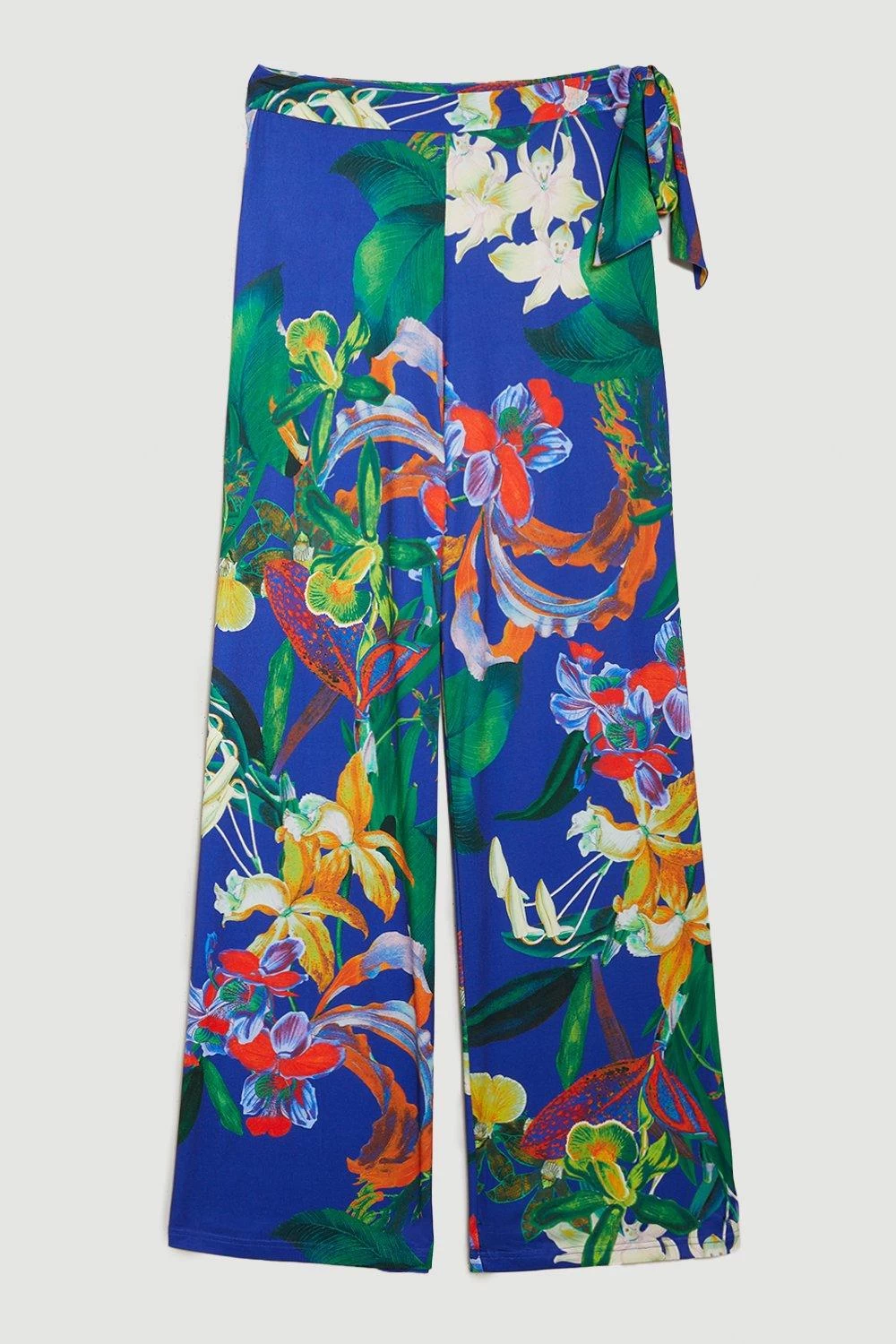 Karen Millen Floral Print Wide Leg Waist Tie Jersey Trousers - Image 2