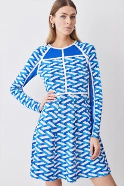 Karen Millen Geo Jacquard Knit Skater Mini Dress