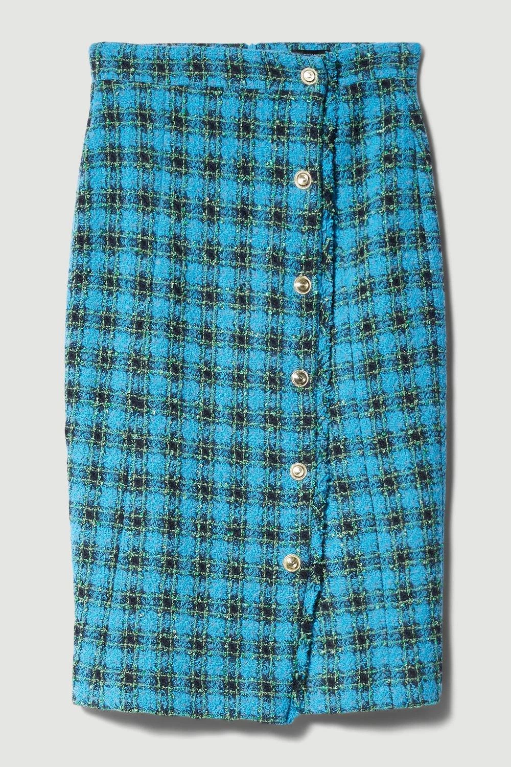 Karen Millen Italian Check Boucle Tailored Pencil Skirt - Image 3