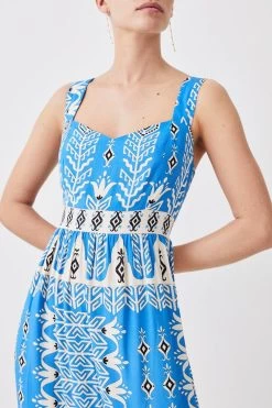 Karen Millen Petite Placement Print Woven Tiered Strappy Maxi Dress