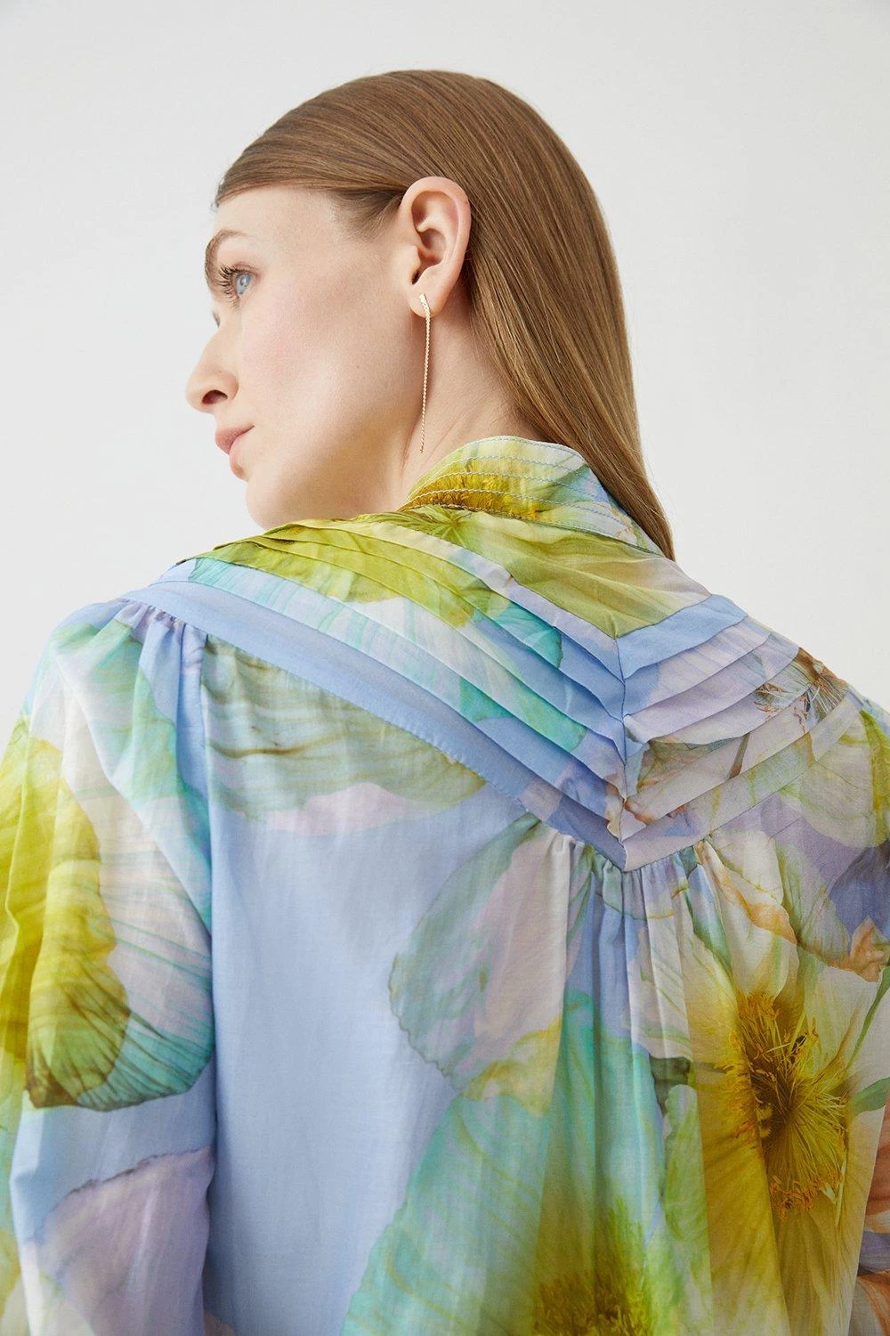 Karen Millen Photographic Floral Balloon Sleeve Silk Cotton Blouse - Image 2