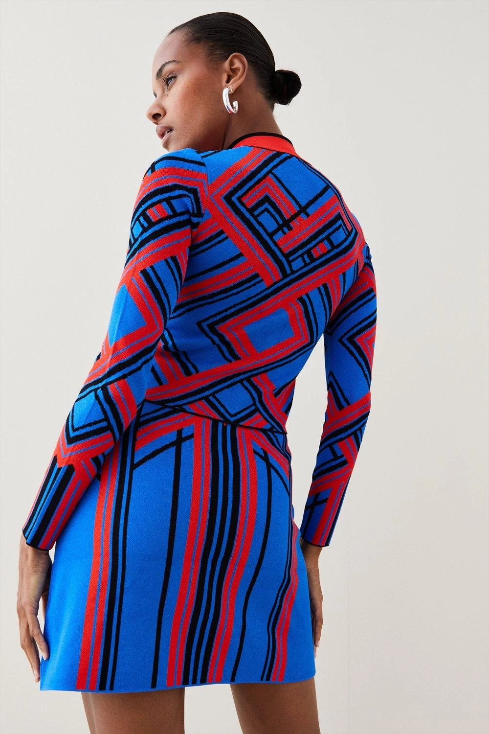 Karen Millen Placement Stripe Jacquard Zip Through Jacket - Image 2