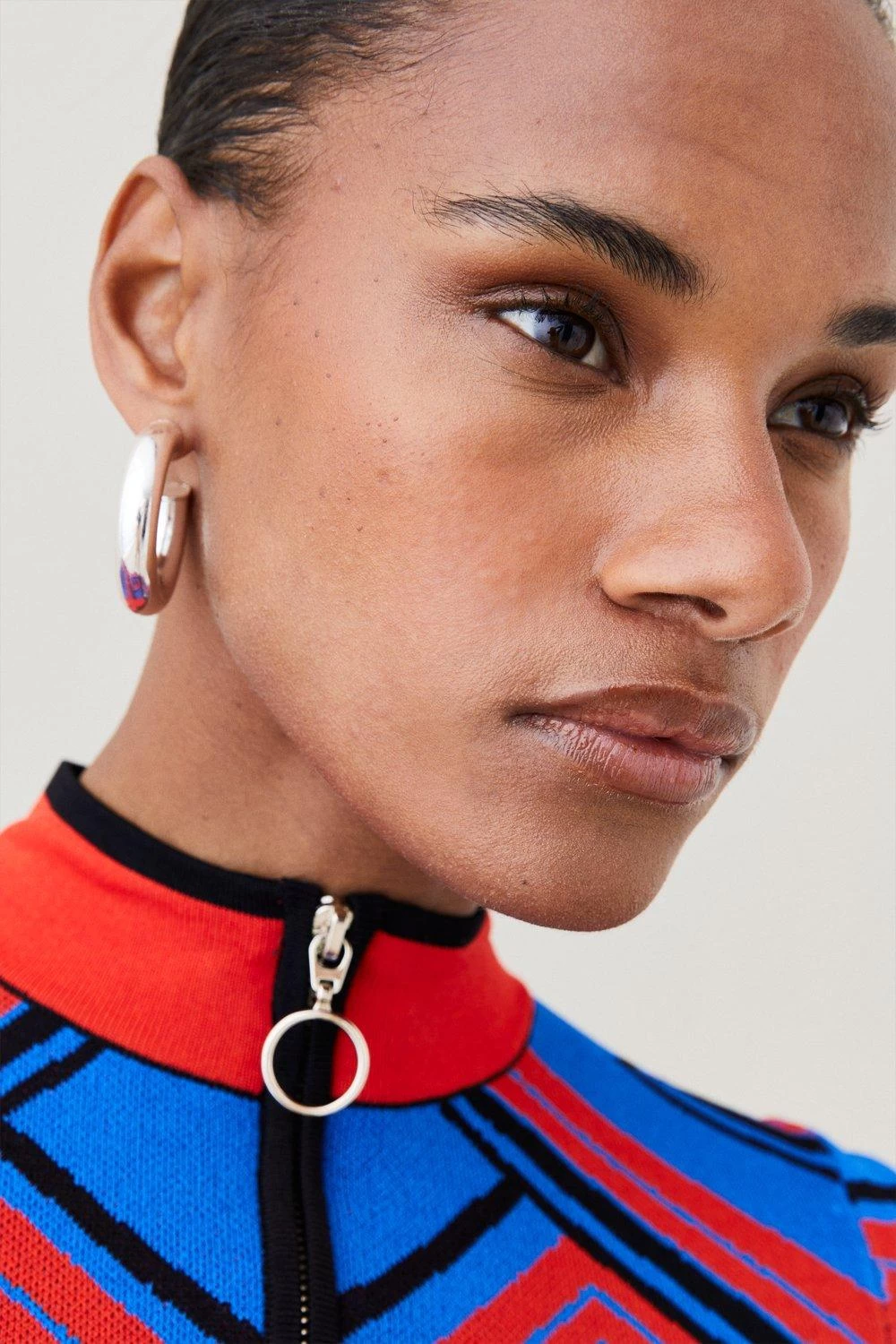 Karen Millen Placement Stripe Jacquard Zip Through Jacket - Image 5