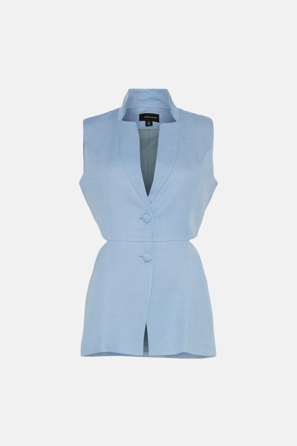 Karen Millen Premium Polished Linen Cut Out Waistcoat - Image 5