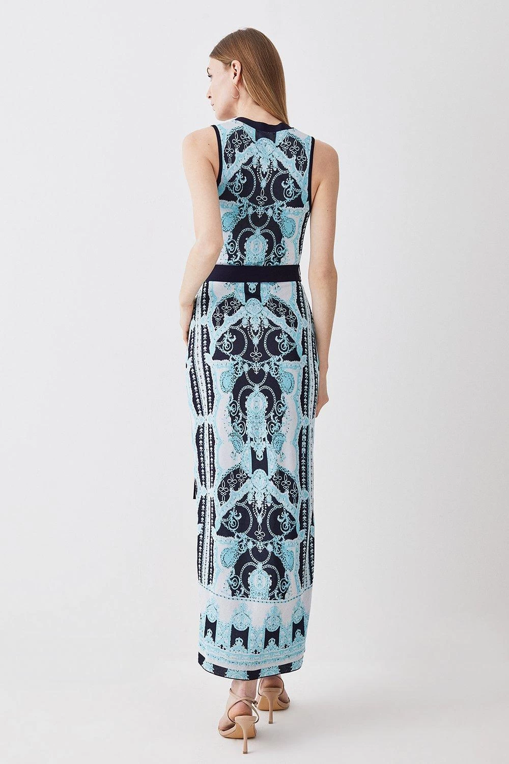 Karen Millen Slinky Jacquard Sleeveless Knitted Maxi Dress - Image 5