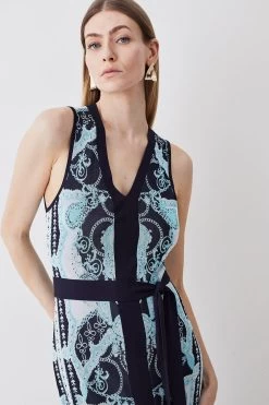 Karen Millen Tall Slinky Jacquard Sleeveless Knitted Maxi Dress
