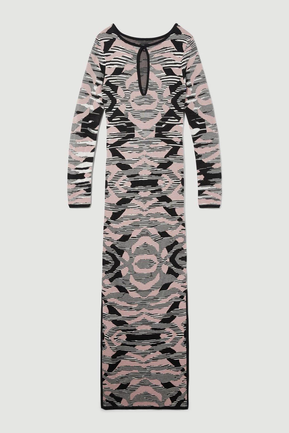 Karen Millen Petite Abstract Jacquard Knitted Maxi Column Dress