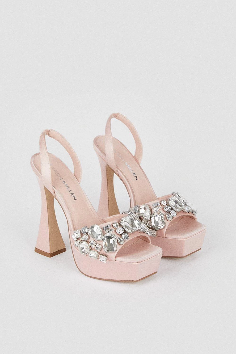 Karen Millen Satin Gemstone Slingback Extreme Platform - Image 4