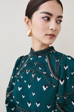 Karen Millen Petite Embroidered Cornelli Tape Woven Dress