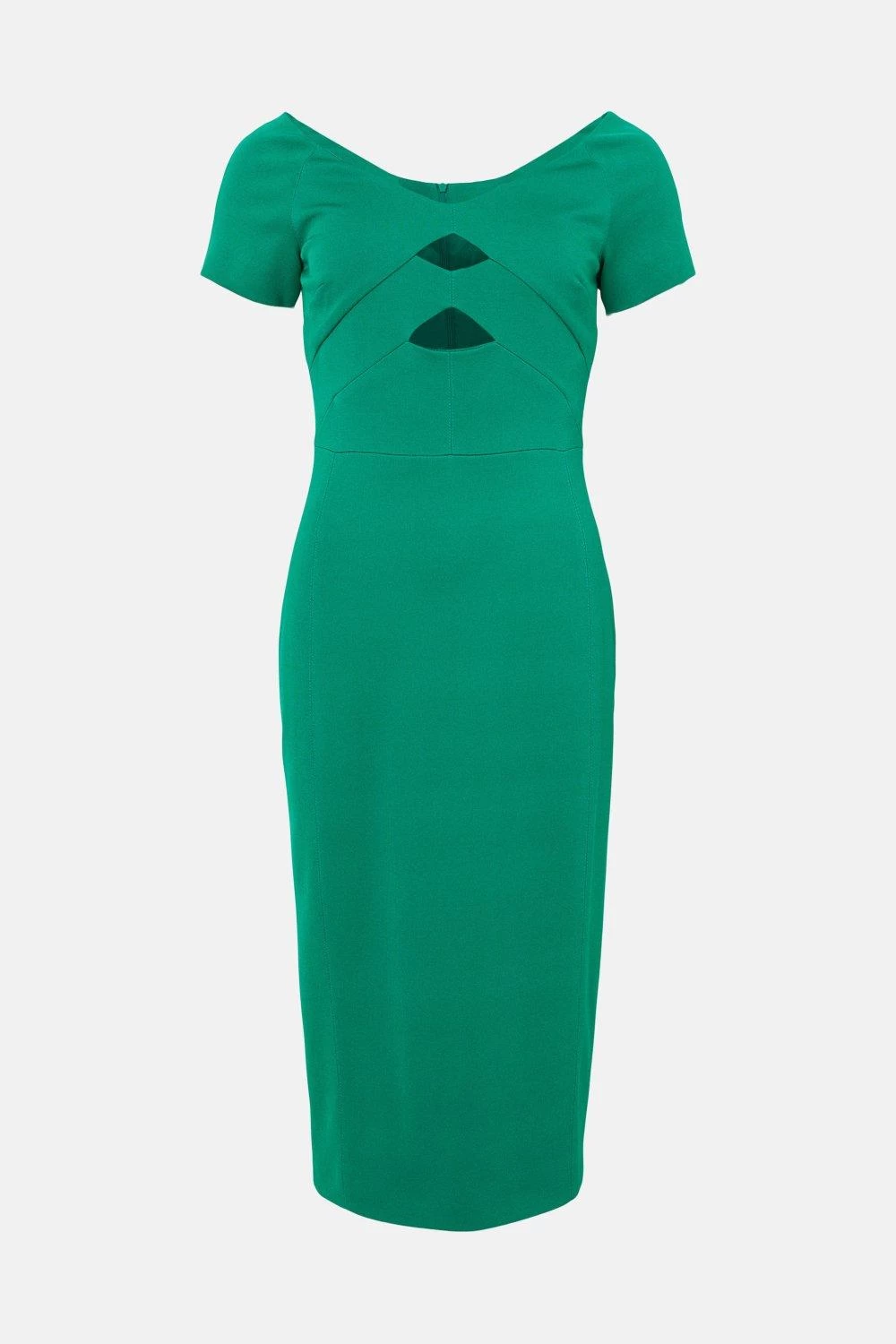 Karen Millen Italian Structured Jersey Key Hole Midi Dress - Image 2
