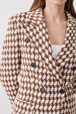Karen Millen Check Tweed Military Tailored Blazer