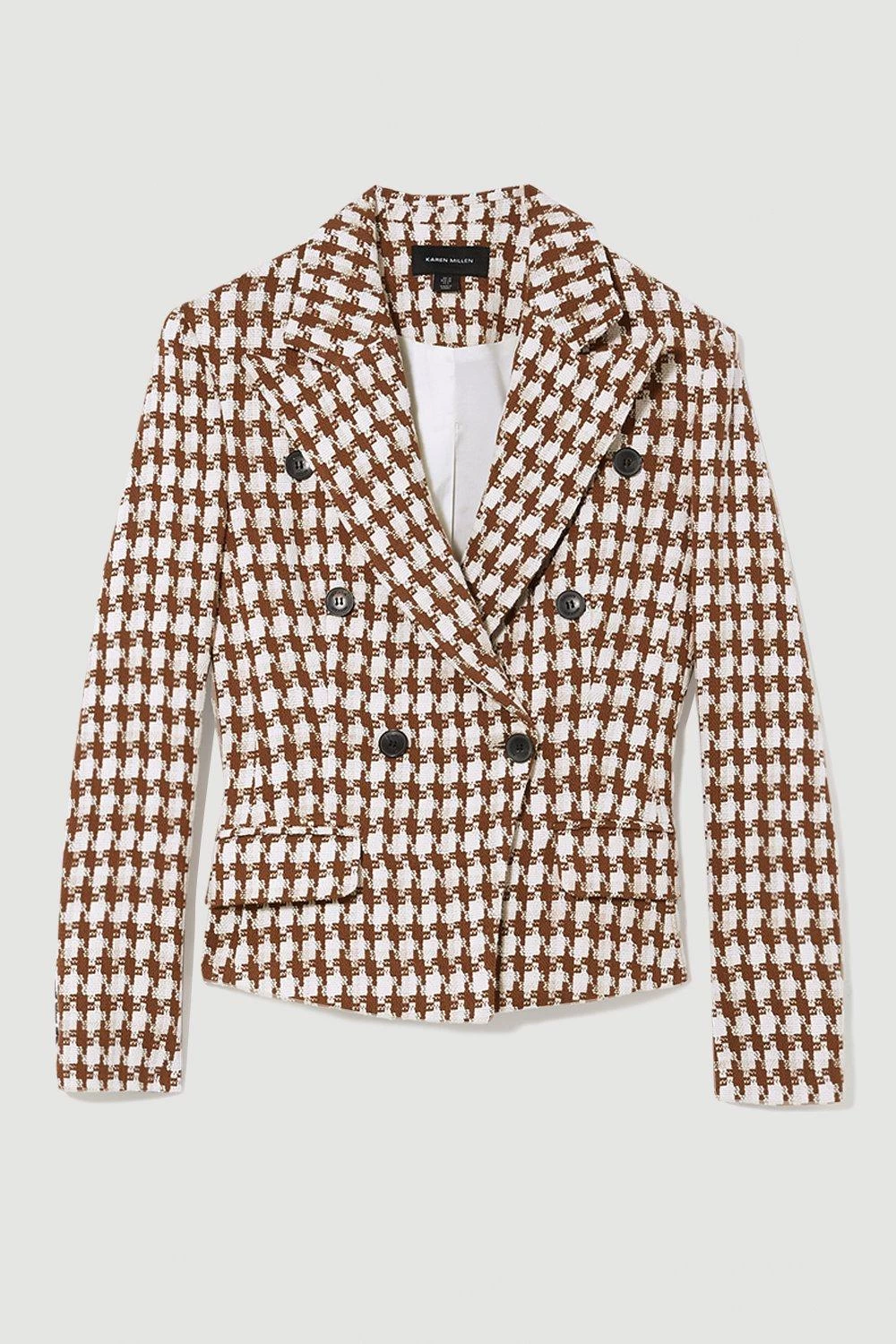 Karen Millen Check Tweed Military Tailored Blazer - Image 4