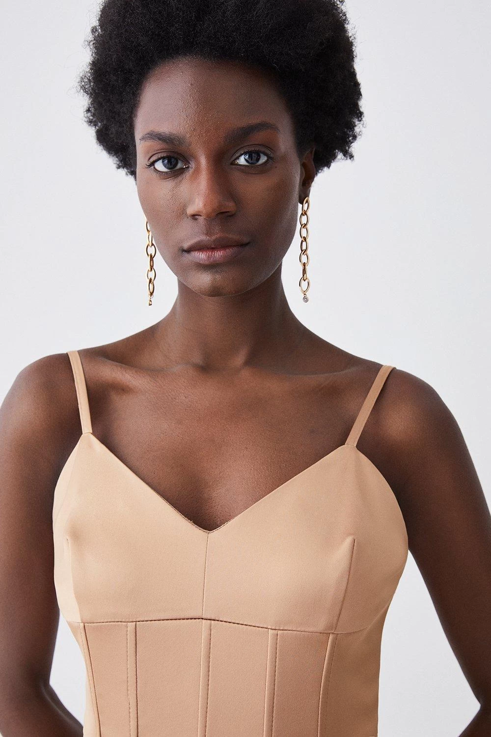 Karen Millen Italian Structured Satin Corset Detail Pencil Midi Dress - Image 2