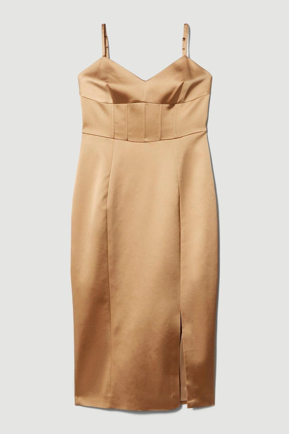 Karen Millen Italian Structured Satin Corset Detail Pencil Midi Dress - Image 5