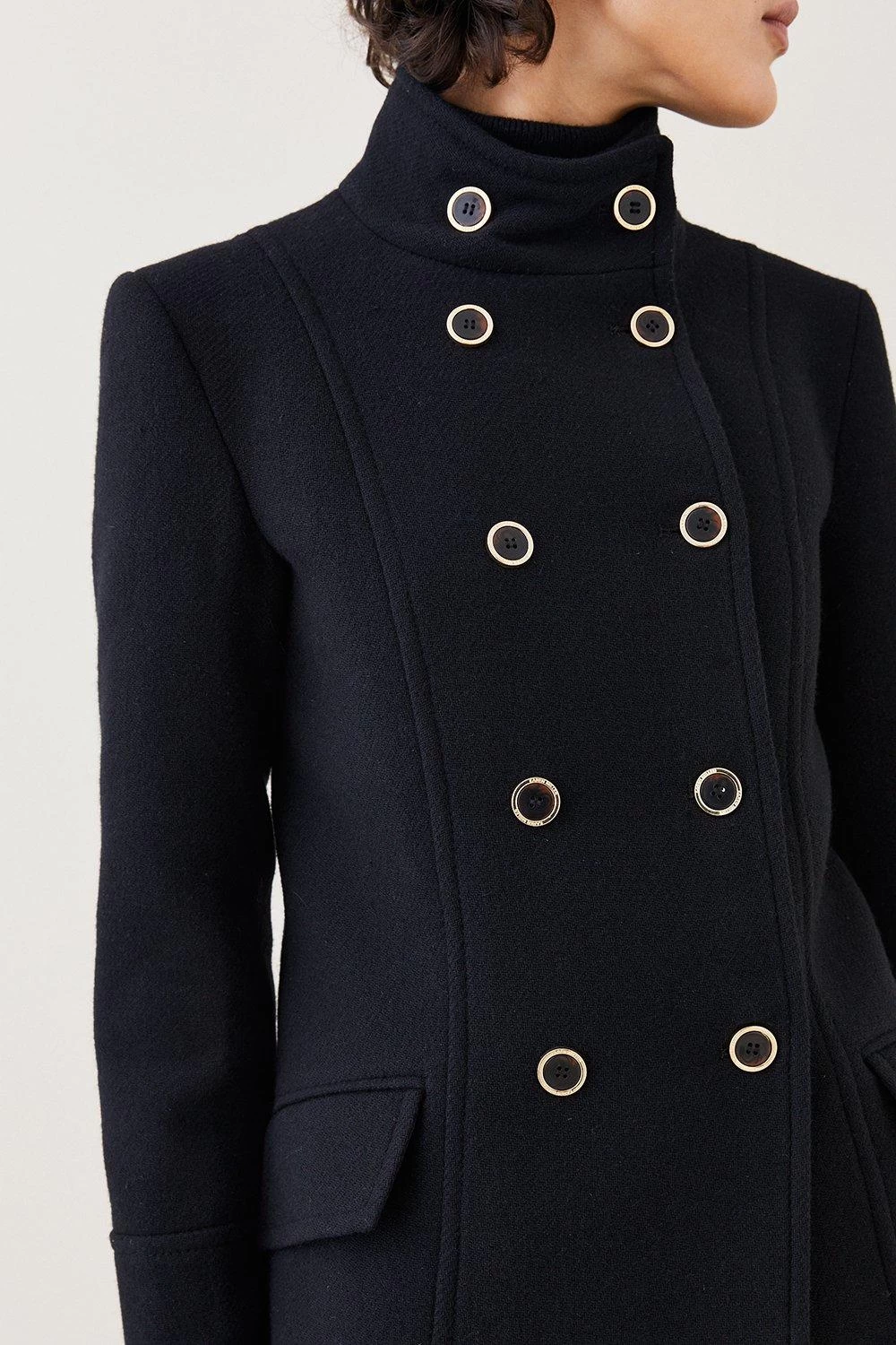 Karen Millen Italian Wool Mix Double Breasted Short Formal Coat - Image 3