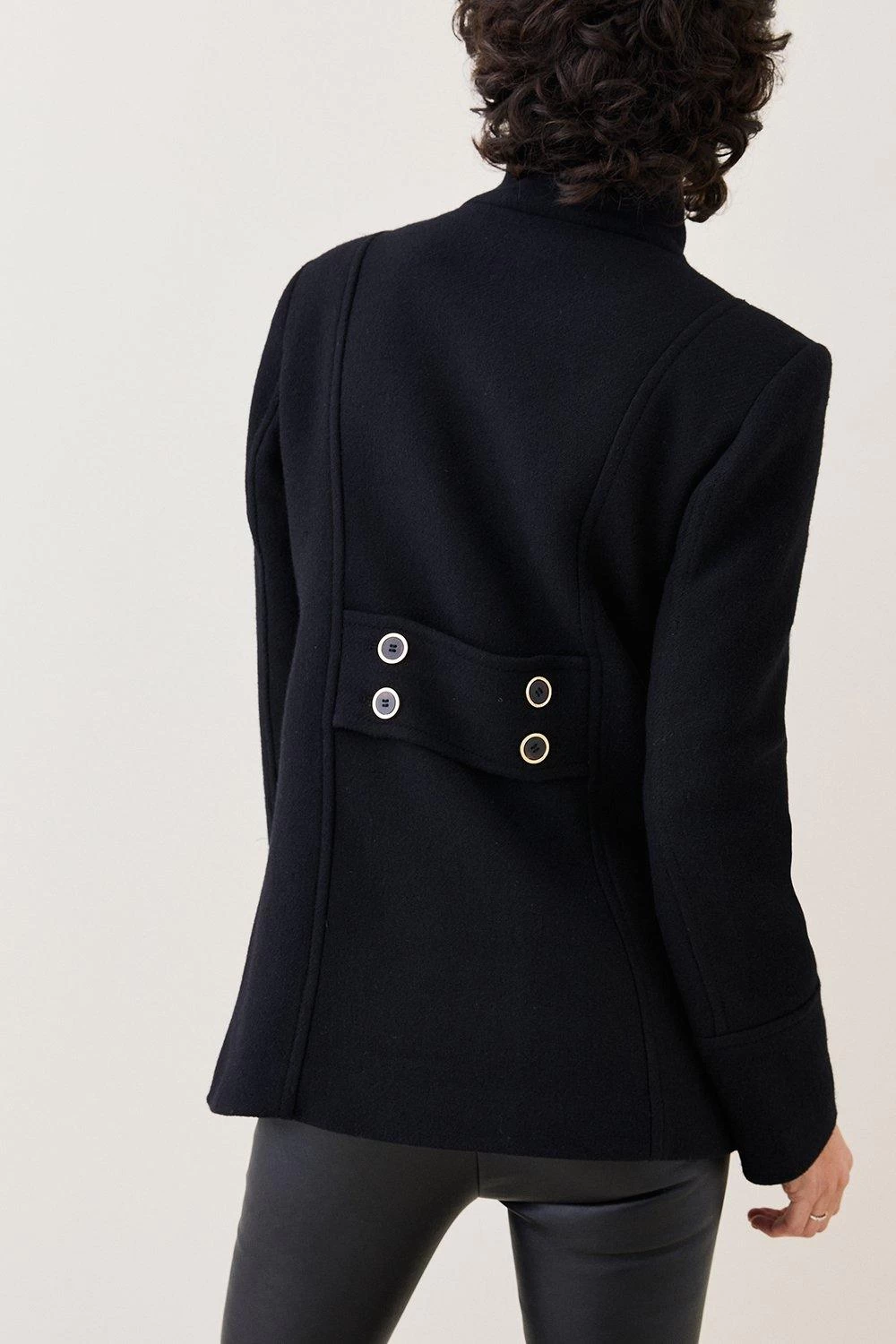 Karen Millen Italian Wool Mix Double Breasted Short Formal Coat - Image 4