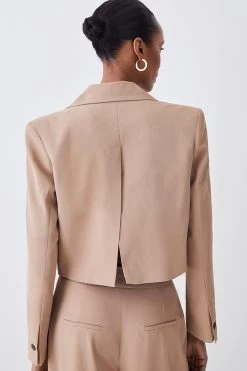 Karen Millen Soft Twill Tailored Crop Jacket