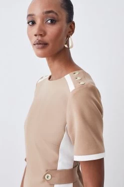 Karen Millen Tall Compact Stretch Contrast Panel Midi Pencil Dress