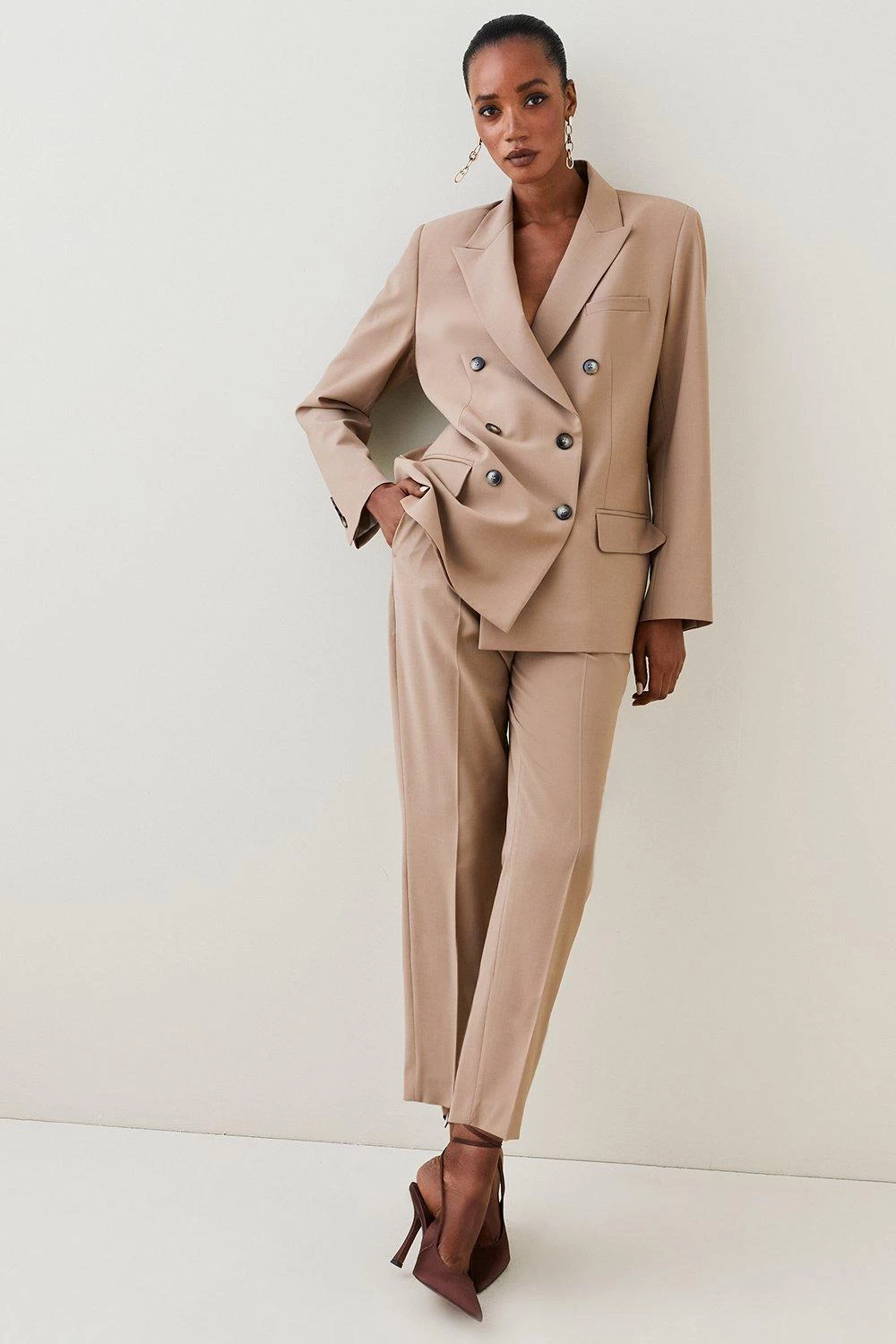 Karen Millen Wool Blend Mid Rise Slim Leg Trouser - Image 3