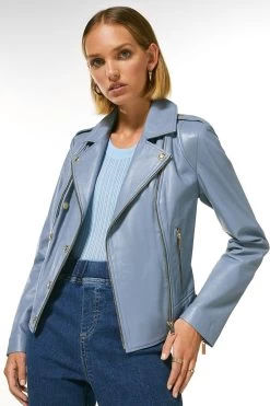 Karen Millen Petite Military Leather Biker