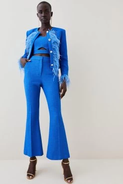 Karen Millen Boucle Feather Collarless Jacket