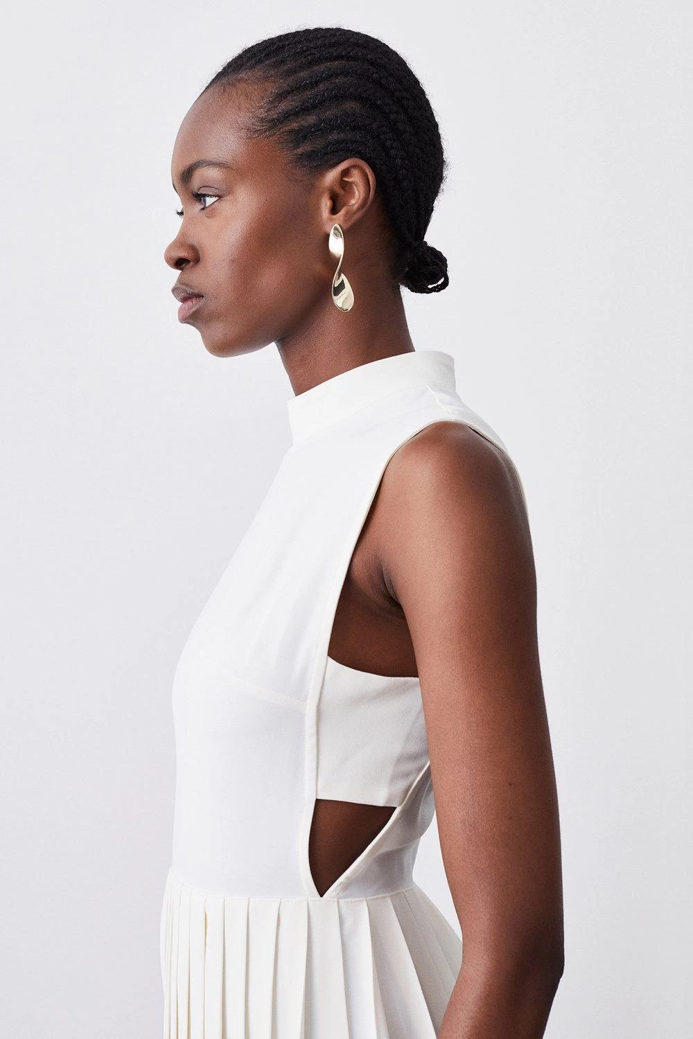 Karen Millen High Neck Tie Waisted Full Pleated Jumpsuit - Image 4