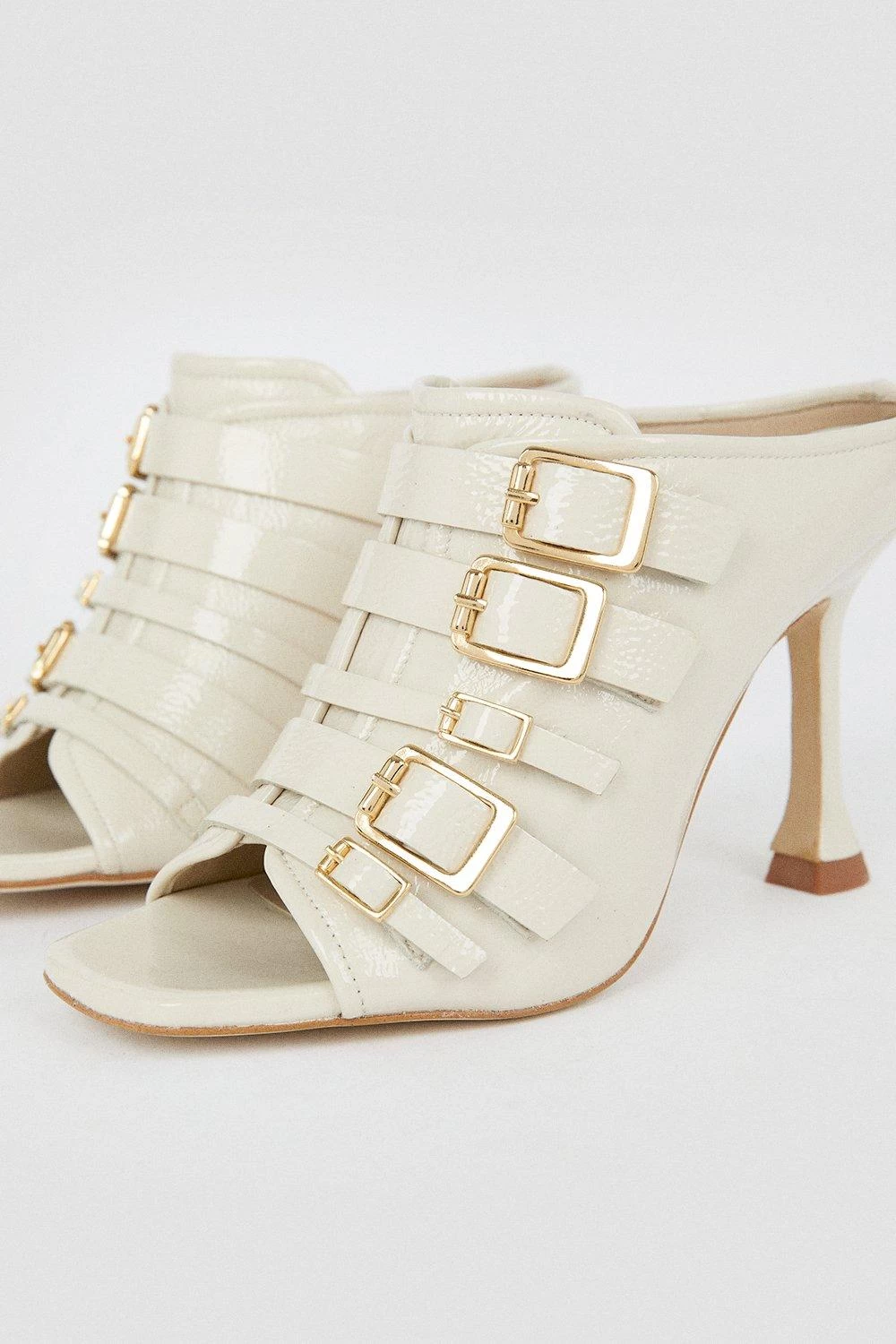 Karen Millen Leather Buckle Detail Heeled Mule - Image 3