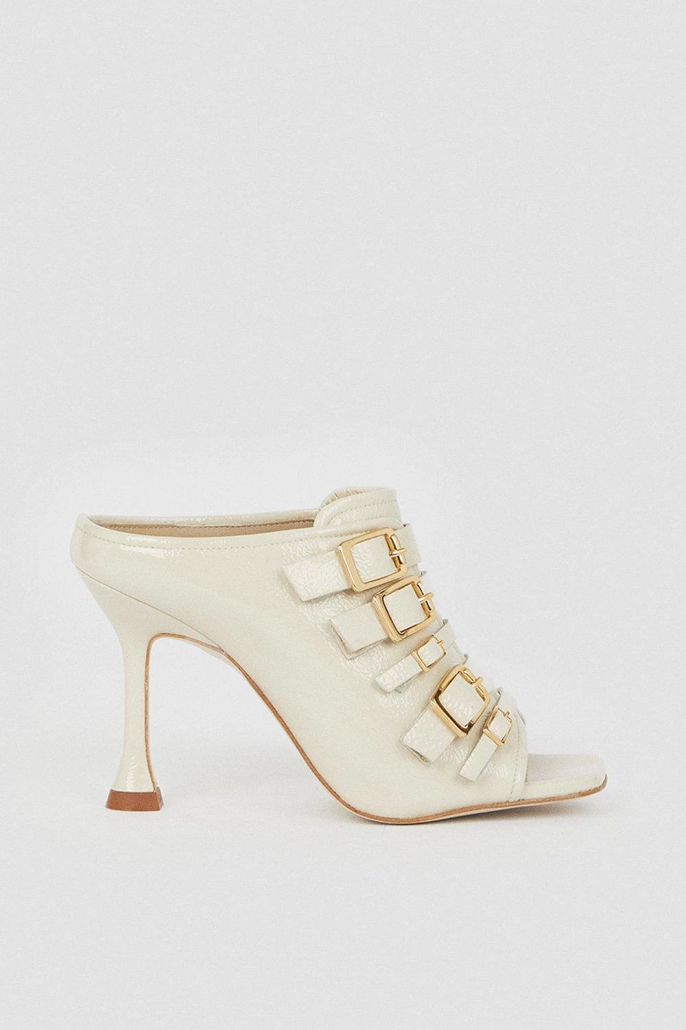 Karen Millen Leather Buckle Detail Heeled Mule - Image 4