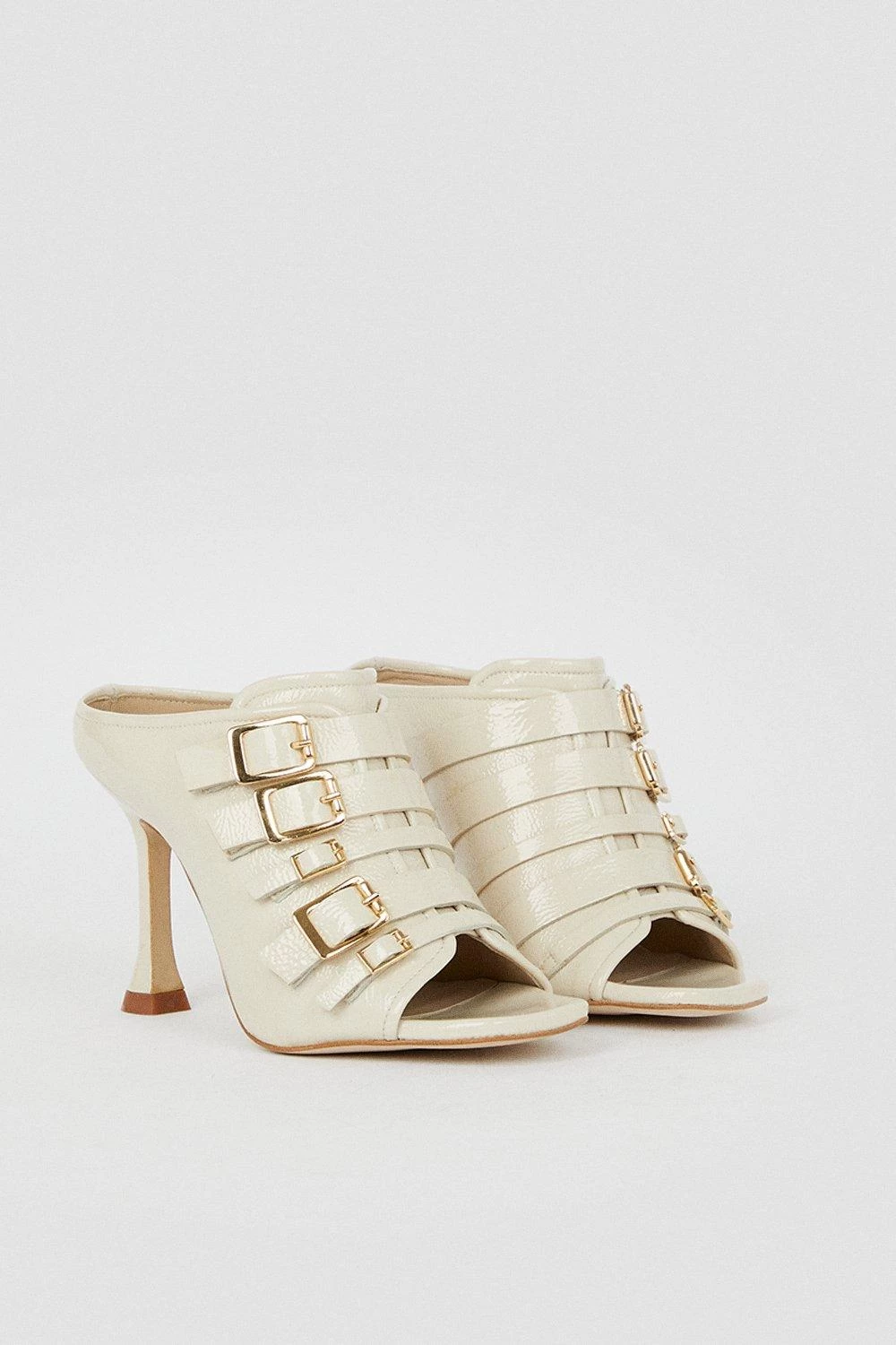 Karen Millen Leather Buckle Detail Heeled Mule - Image 6