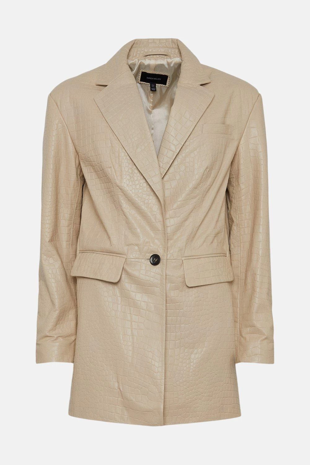 Karen Millen Leather Croc Texture Relaxed Blazer - Image 5