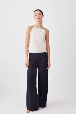 Karen Millen Leather Racer Strappy Detail Top