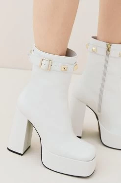 Karen Millen Leather Studded Trim Platform Boot