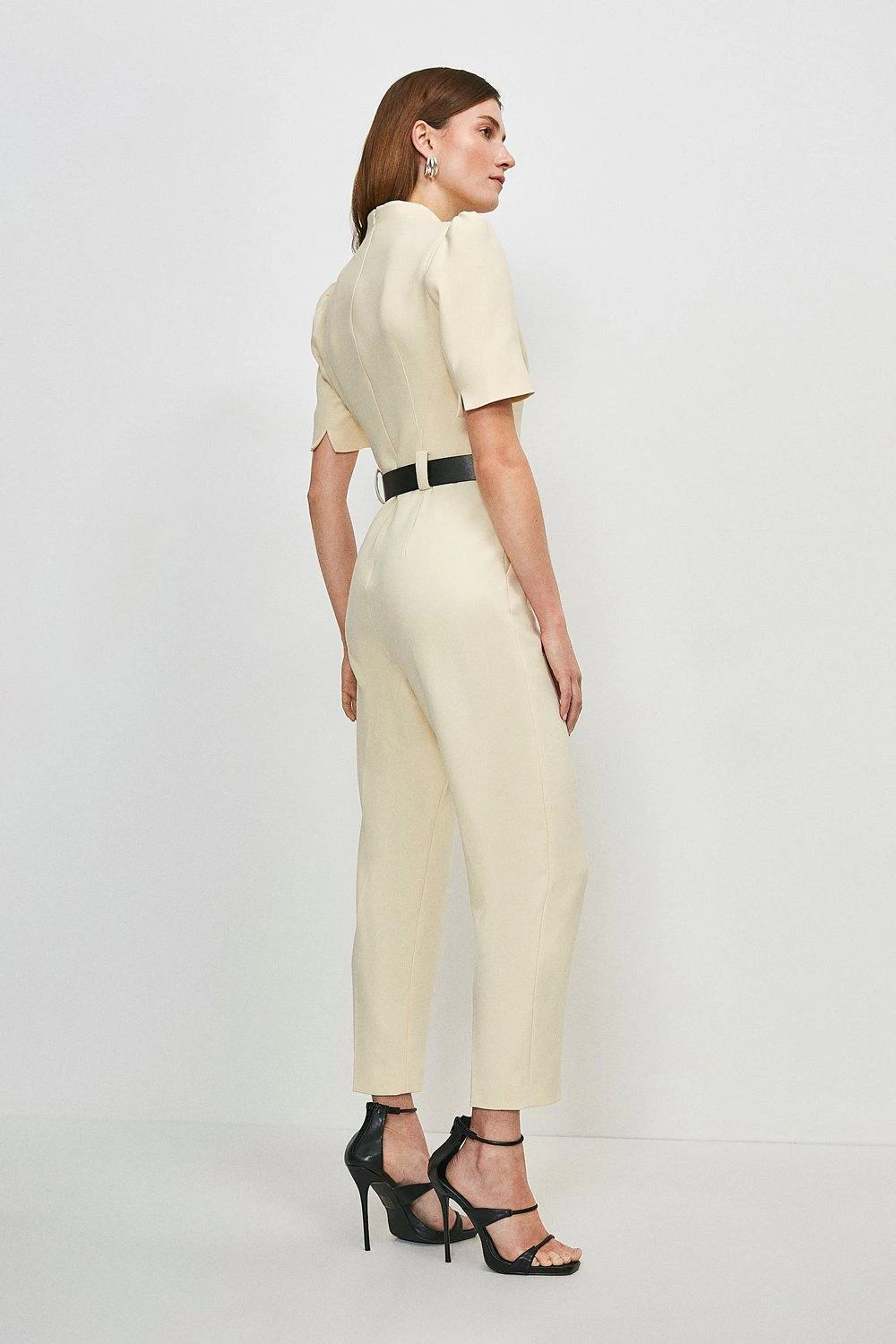 Karen Millen Petite Structured Crepe Forever Belt Jumpsuit - Image 2