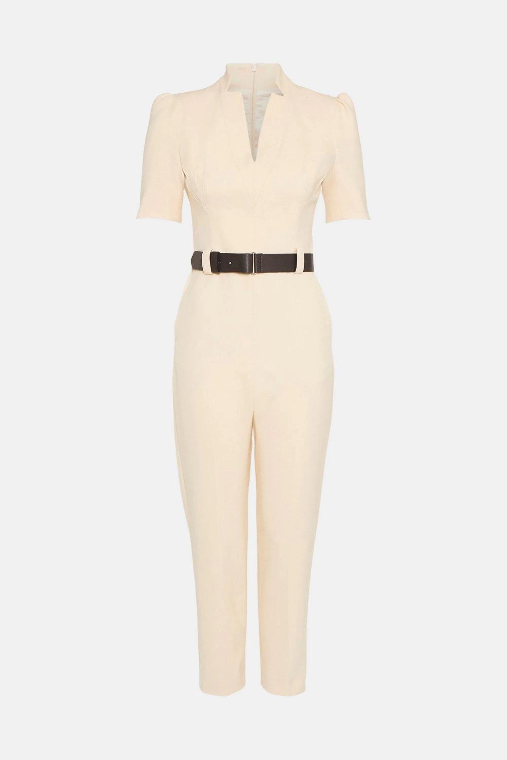 Karen Millen Petite Structured Crepe Forever Belt Jumpsuit