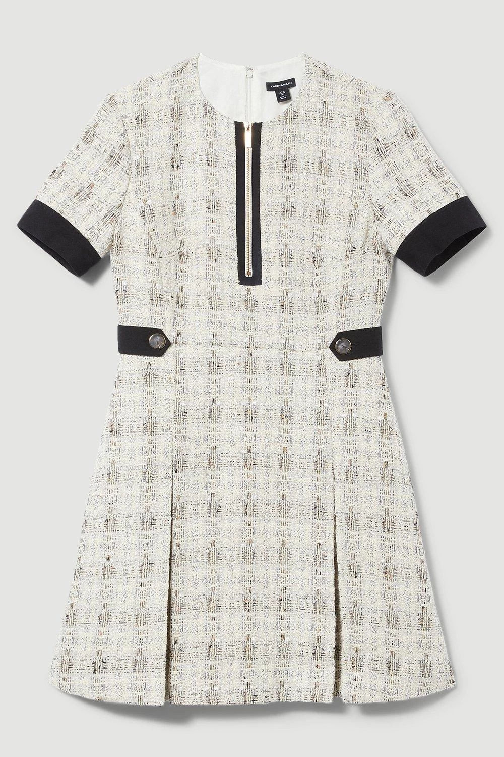 Karen Millen Tweed Zip Detail Aline Mini Dress - Image 5