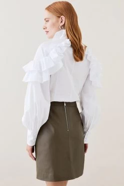 Karen Millen Lydia Millen Leather High Waisted A Line Mini Skirt