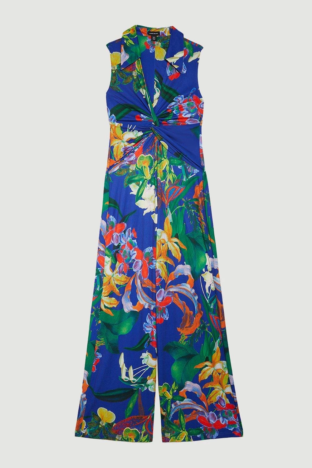 Karen Millen Print Twist Knot Jersey Jumpsuit - Image 4