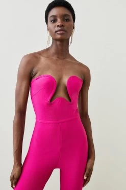 Karen Millen Knitted Bandage Corset Detail Jumpsuit