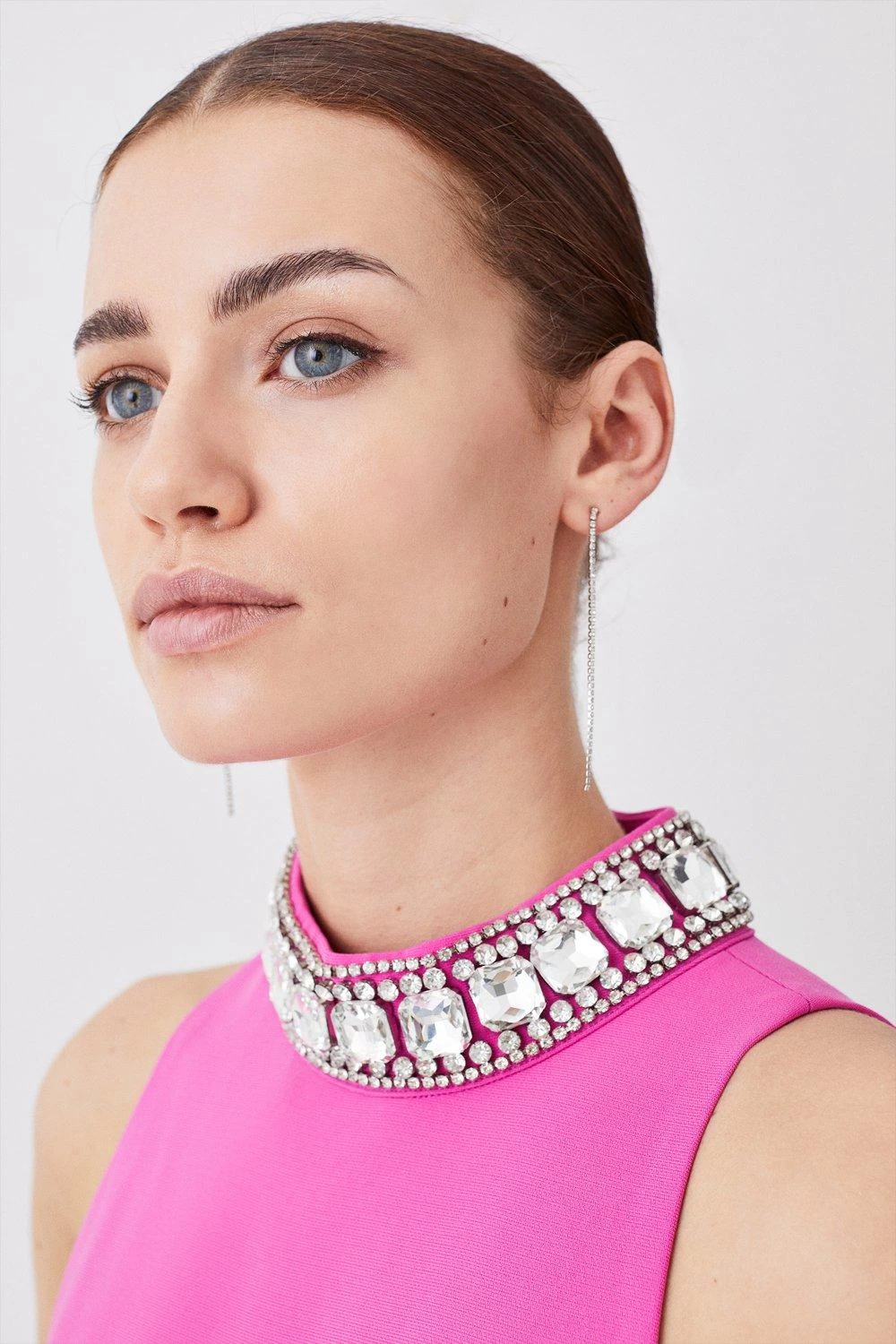 Karen Millen Petite Crystal Embellished Woven Thigh Split Jumpsuit - Image 4