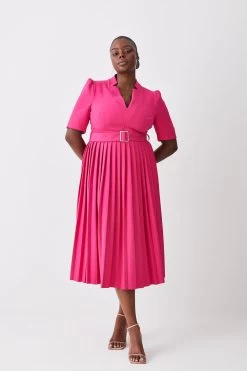 Karen Millen Plus Size Compact Stretch Forever Pleat Dress