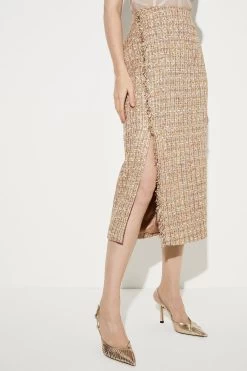 Karen Millen Coloured Boucle Chain Detail Pencil Skirt