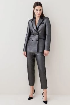 Karen Millen Metallic Jacquard Tailored Single Breasted Jacket