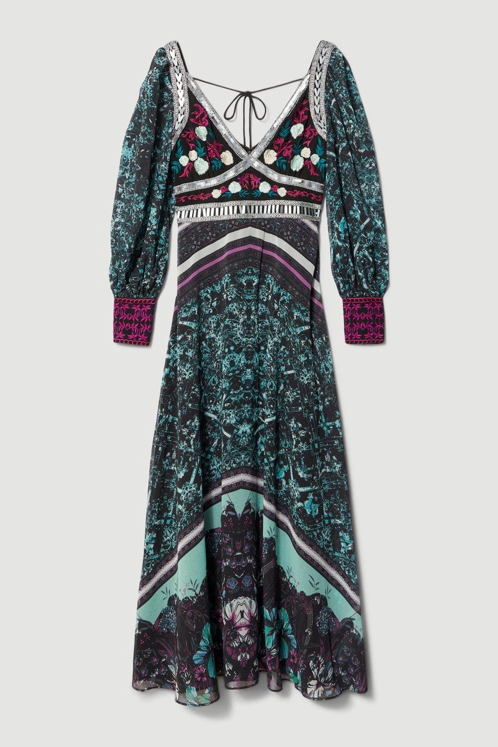 Karen Millen Baroque Embroidered And Bead Woven Midi Dress - Image 5